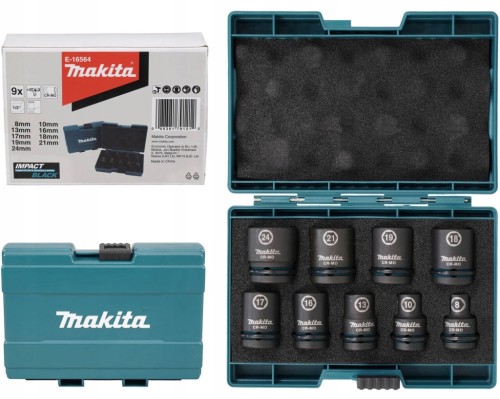 Makita E-16564 Zestaw sześciokątnych nasadek udarowych 8-24mm 1/2 9szt.