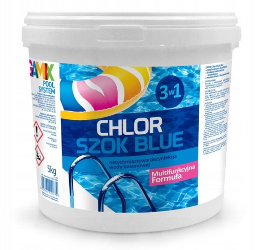 CHLOR SZOK BLUE DO BASENU JACUZZI BASEN GAMIX GRANULAT 5KG CHEMIA BASENOWA