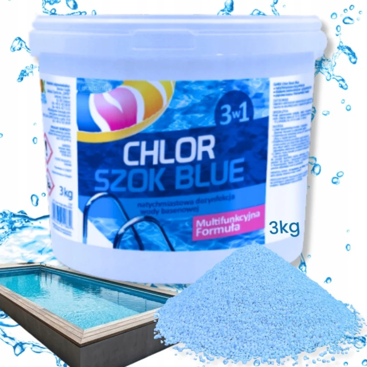 CHLOR SZOK BLUE DO BASENU JACUZZI BASEN GAMIX GRANULAT 3KG CHEMIA BASENOWA