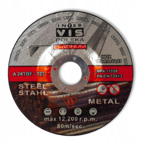 TARCZA DO SZLIFOWANIA METALU STALI INOX INTER-VIS 125x6.0 IVGD12560