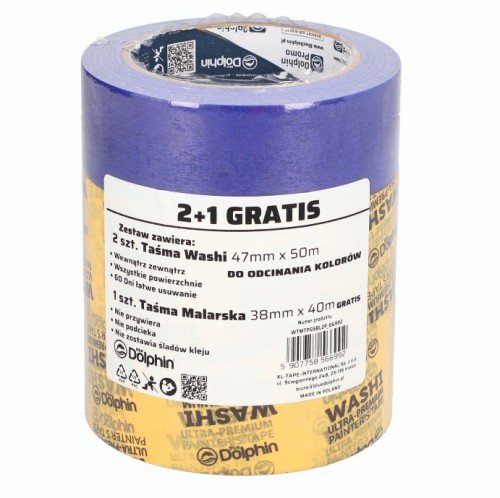 Zestaw BlueDolphin 2x TAŚMA Washi 47mm + 1x Niebieska 38mm x 40m ORYGINAŁ