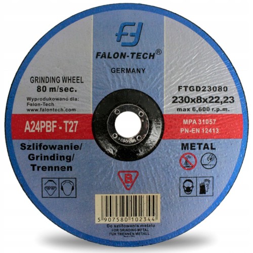 Tarcza do szlifowania metalu Falon-Tech FTGD23080 230x8mm