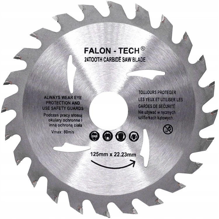 FALON-TECH TARCZA DO CIĘCIA DREWNA 125MM X 22,2MM 24Z WIDIOWA NA SZLIFIERKĘ