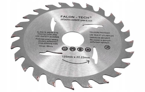 FALON-TECH TARCZA DO CIĘCIA DREWNA 125MM X 22,2MM 24Z WIDIOWA NA SZLIFIERKĘ