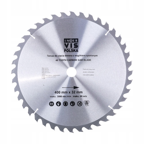 Inter-Vis Tarcza tnąca do drewna w widią 400x32 mm 40T ZĘBÓW