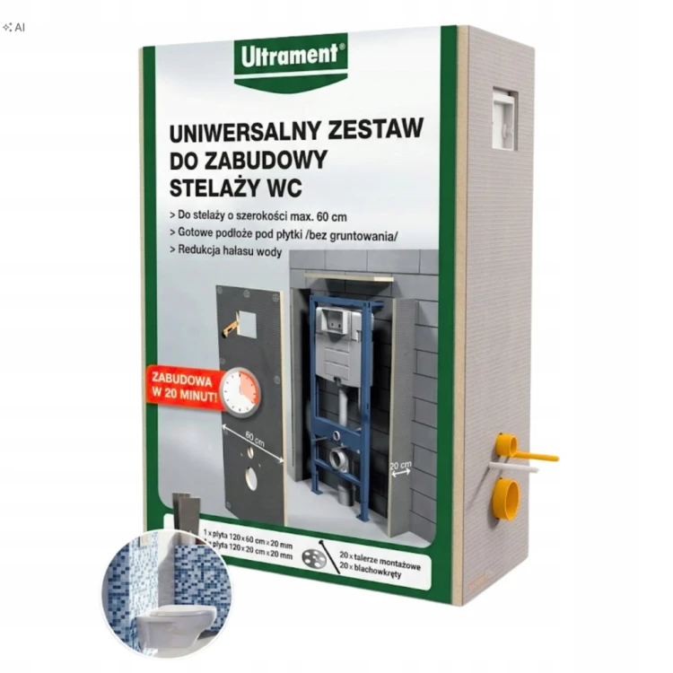 ULTRAMENT ZESTAW DO ZABUDOWY STELAŻY WC TOALET ŁAZIENKI ULTRAMENT WC-SET