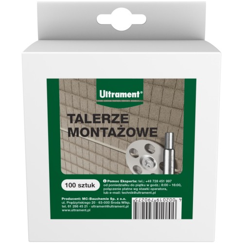 ULTRAMENT Talerze Montażowe do Płyt Budowlanych Ścianek Działowych 100szt