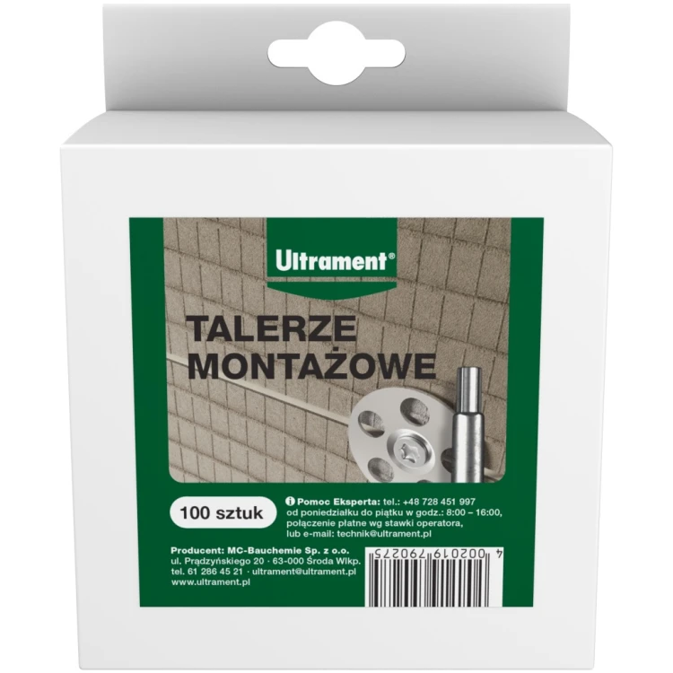 ULTRAMENT Talerze Montażowe do Płyt Budowlanych Ścianek Działowych 100szt