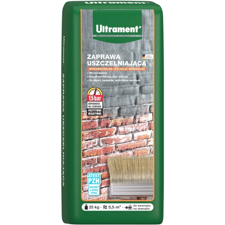 Ultrament Zaprawa Uszczelniająca Wodoszczelna Izolacja Mineralna 25kg