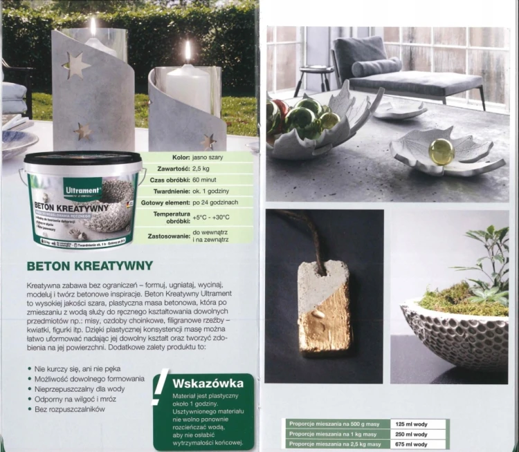 Ultrament Beton Kreatywny Masa do tworzenia dekoracji Masa Plastyczna 2,5kg