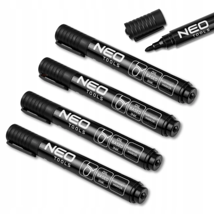 NEO Marker budowlany czarny 4szt. permanentny olejowy końcówka 4,5mm 13-858