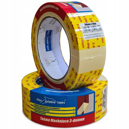 Taśma Malarska Papierowa Blue Dolphin Maskująca 3-dni 38mm x 50m