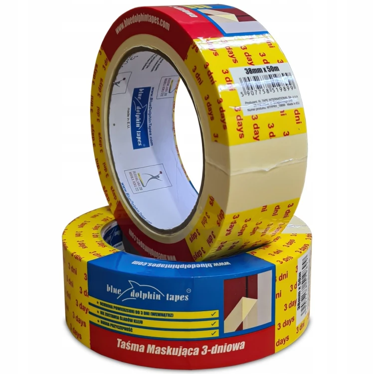 Taśma Malarska Papierowa Blue Dolphin Maskująca 3-dni 38mm x 50m