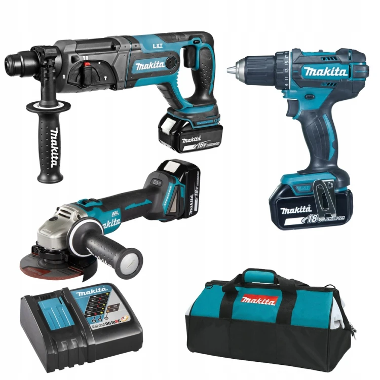 MAKITA DLX3078TX1 ZESTAW 18V SZLIFIERKA MŁOTOWIERTARKA WKRĘTARKA 3x5Ah