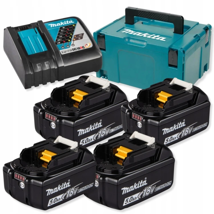 MAKITA ZESTAW ZASILAJĄCY 18V 4x 5,0Ah BL1850B + DC18RC WALIZKA MAKPAC