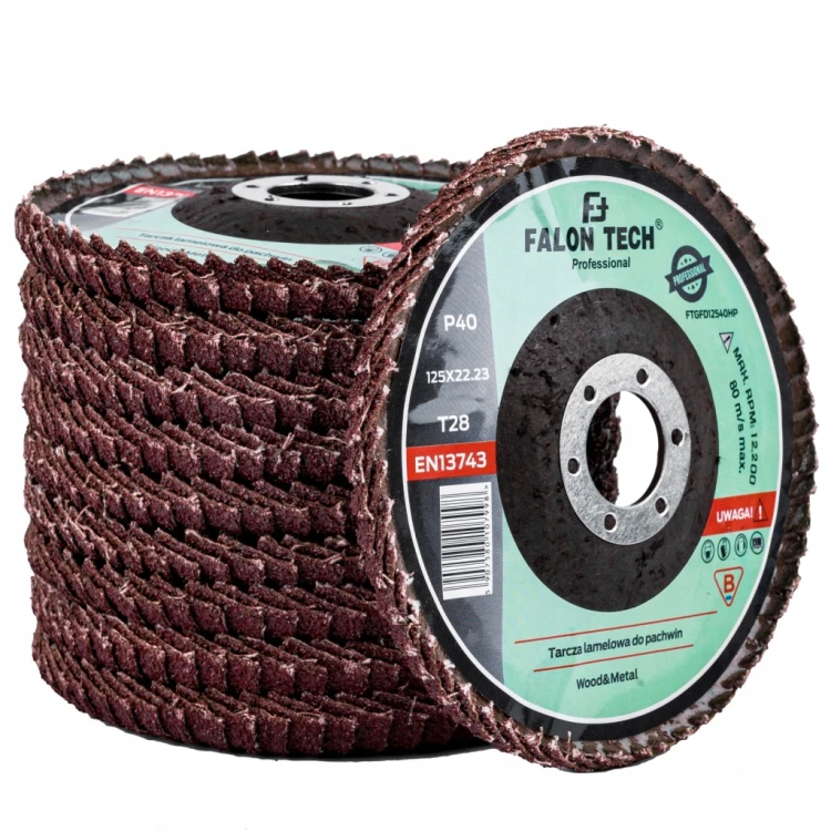 FALON-TECH TARCZA CYRKONOWA DO SZLIFOWANIA LAMELKA LISTKOWA 125mm P40