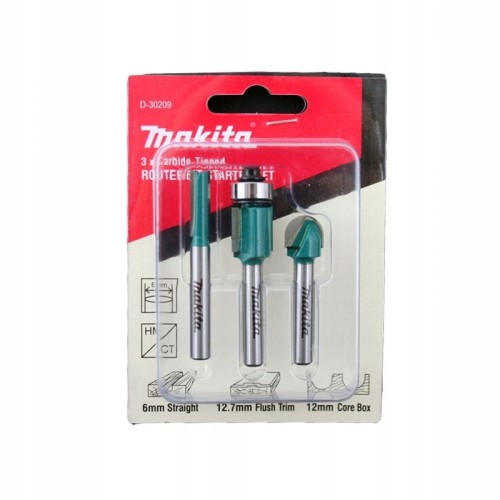 MAKITA D-30209 ZESTAW FREZÓW DO DREWNA 3SZT UCHWYT 6mm ORYGINAŁ