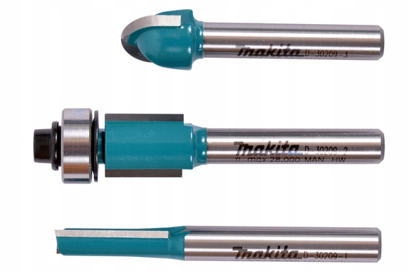 MAKITA D-30209 ZESTAW FREZÓW DO DREWNA 3SZT UCHWYT 6mm ORYGINAŁ