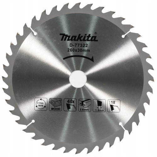 MAKITA TARCZA TNĄCA DO DREWNA DO MLT100 260x30mm 40Z D-77322