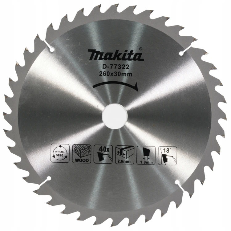 MAKITA TARCZA TNĄCA DO DREWNA DO MLT100 260x30mm 40Z D-77322