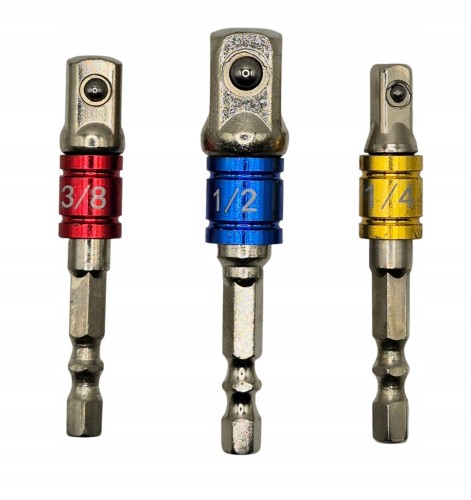 ADAPTERY DO NASADEK DO WKRĘTARKI HEX 1/4 3/8 1/2 ZESTAW 3 SZT. FT1303