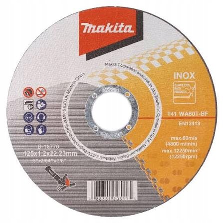 MAKITA D-18770-10 TARCZA DO CIĘCIA METALU INOX 125x1,2mm WA60T 10SZT ZESTAW